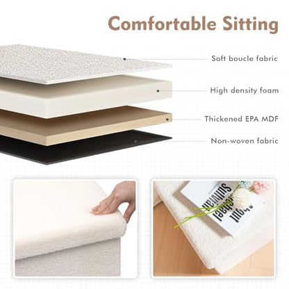 B FSOBEIIALEO Small Storage Ottoman Cube Sherpa Ottomans Foot Rest, Foldable Boucle Ottoman, Faux Teddy Fur, Cream White 12.6"x12.6"x12.6" - color: White, size: 12.6"D x 12.6"W x 12.6"H