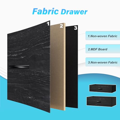 EnHomee 12 Drawers Dresser for Bedroom,TV Stand Fits 55/65/70 inch TVs | Entertainment Center with LED Lights & Power Outlets,Long Fabric Dresser with 2 Wood Shelves for Living Room,Black Wood Grain - color: Black Wood Grain