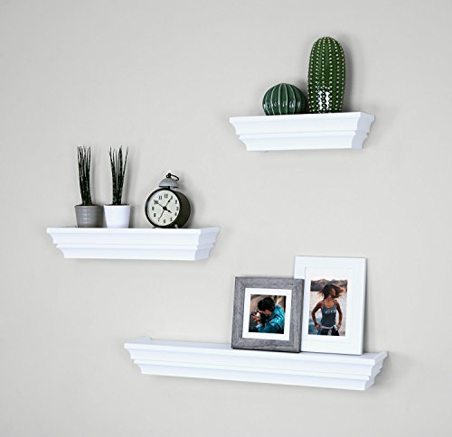 Ballucci Victorian Wall Ledge and Shelf, 12", 16", 24", Set of 3, White