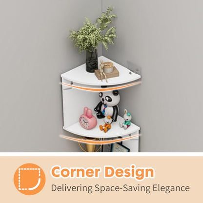 ShellKingdom Corner Shelf Wall Mount, 7 Tier Corner Bookshelf, Floating Display Shelves for Home, Living Room, Bedroom, Office, Bathroom, Small Spaces Decorations - size: 7 Tier