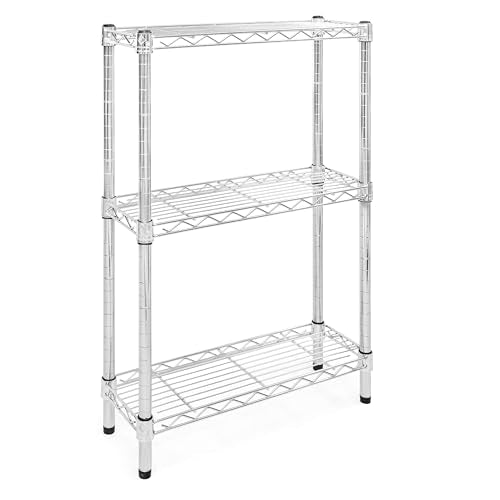 Shelving Inc. 8" d x 24" w Chrome Wire Shelving with 3 Tier Shelves | Weight Capacity 800lbs Per Shelf, Durable Kitchen and Garage Storage Shelves, Adjustable Shelf Organizer Storage Rack - size: 8" d x 24" w x 34" h
