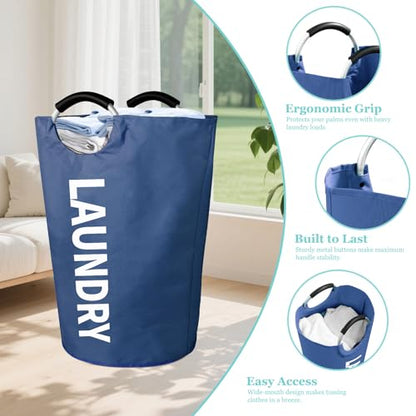 WOOHA 125L Large laundry basket,Collapsible laundry hamper, Tall Clothes Baskets Folding Washing Bin Foldable Fabric Hamper Bags for Bedroom, Closet,Bathroom,College,laundry bag,navy blue - color: Navy blue, size: 125L-XXXL
