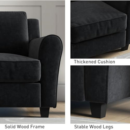Bonzy Home 2 Piece Sofa Set, 2-Seater Sofa Couch Set of 2, Modern Comfy Sofa with Thick Cushion for Living Room Apartment Office, Black - color: Black, size: 58"+58"(2 + 2 Seat)