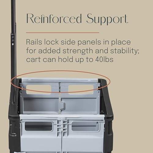 Folding Mobile Utility Cart, Canvas Organizer Bag, Blue/Grey | Durable plastic, 30 compartments, adjustable handle, 40 lb capacity, collapses to 3" thick, rolling wheels for easy transport - color: Blue/Grey