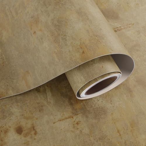 15.7" x 78.7" Distressed Tan Brown Concrete Wallpaper Peel and Stick Lime Wash Concrete Contact Paper for Countertops Waterproof Removable Self Adhesive Cement Vinyl Wallpaper for Bedroom - size: 15.7" x 78.7"