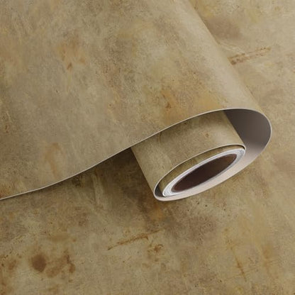 15.7" x 78.7" Distressed Tan Brown Concrete Wallpaper Peel and Stick Lime Wash Concrete Contact Paper for Countertops Waterproof Removable Self Adhesive Cement Vinyl Wallpaper for Bedroom - size: 15.7" x 78.7"