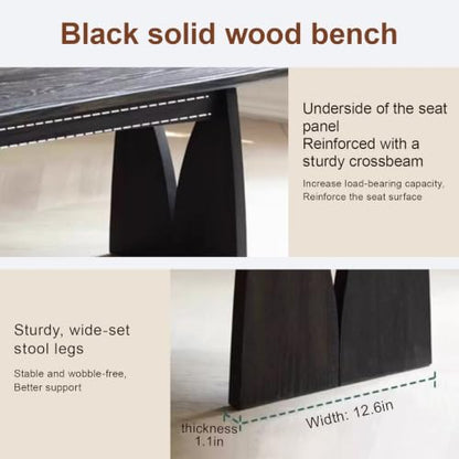 Black Wood Dining Bench, Armless Wooden Entryway Stool, Narrow Farmhouse Window Seat, Skinny Seat, Suitable for Bedroom, Living Room, Dining Room, Hallway(160x30cm/63x11.8in) - size: 160x30cm/63x11.8in