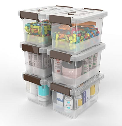 WYT Clear Storage Latch Box, 6 Pack Storage Organizer Bins with Latching Handle and Lids, 3.5 Quart - size: 3.5qt - 6 pack