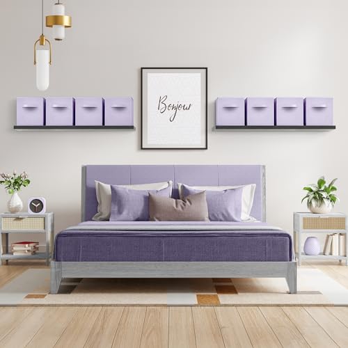 Sorbus 13 Inch Storage Bins - Sturdy Collapsible Fabric Storage Cubes with Handle - 8 Foldable Baskets for Organizing Clothes, Toys, Books - Storage Baskets for Shelves, Closets - color: Pastel Purple 8 Pack, size: 13 Inch