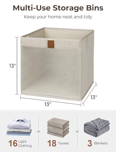 StorageWorks 13x13 Storage Cubes, Closet Storage Bins with Clear Window, Large Fabric Organizer for Clothes, Collapsible Storage Baskets with PU Handles, Brown and Beige, 3-Pack - color: Brown and Beige, size: 13"L x 13"W x 13"H