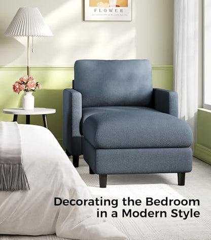 Welzona Sofa Accent Chair with Ottoman, 33" Teddy Reading Chair and Ottoman | Comfy Teddy Fabric, Tool-free Setup, Washable Covers, All-wood Chair and Ottoman Sets for Living Room, Bedroom, Blue Grey - color: Blue Grey, size: standard & ottoman
