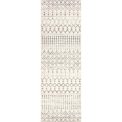 nuLOOM Blythe Grey Trellis Power Loomed Runner Rug, 2' x 8' - color: Blythe Grey, size: 2'8" x 8' (Rectangular)