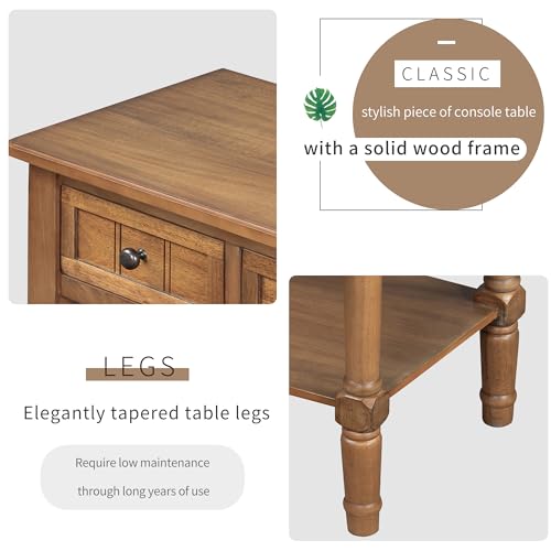 Knocbel Narrow Console Table with 3 Storage Drawers and Bottom Shelf, Entryway Hallway Foyer Slim Sofa Table for Small Spaces, Easy Assembly (Natural) - color: Natural
