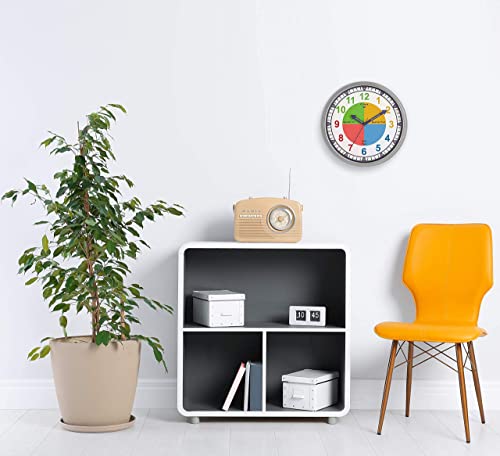 Bernhard Products Colorful Kids Wall Clock Teaching Time Telling Silent Non-Ticking Educational Learning Tool, Colored Numbers for Children Teachers Homeschool and Parents, School Classroom Playroom - style: Kids - Time Teaching
