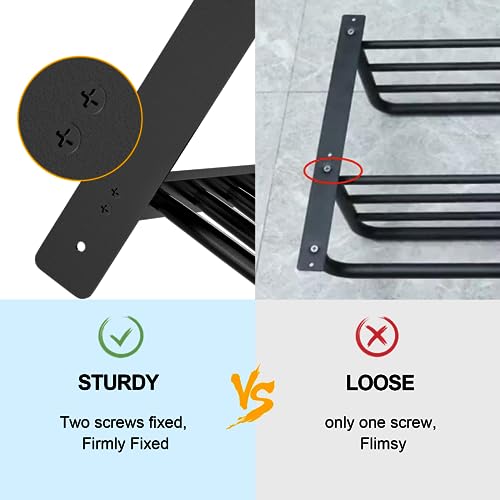 Bethom Bathroom Towel Rack with Bars, 16 Inch Towel Shelf, Matte Black | 3-Tier Hotel Towel Racks for Bathroom Wall Mounted, Bath Towels Storage, Stainless Steel - color: Matte Black, size: 16IN (1 Bar)