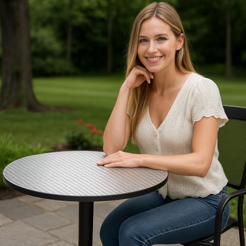 Magshion 31" Round Bar Table Height Adjustable 26"-35" Pub Table with Enlarged Base for Living Room Patio Bistro Café, Silver - color: Silver, size: 31.5 in