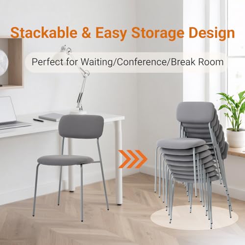 Sidanli Reception Chair Set of 4, Stackable Waiting Room Seating for Office, Lobby, and Guest Use, Grey - color: Grey