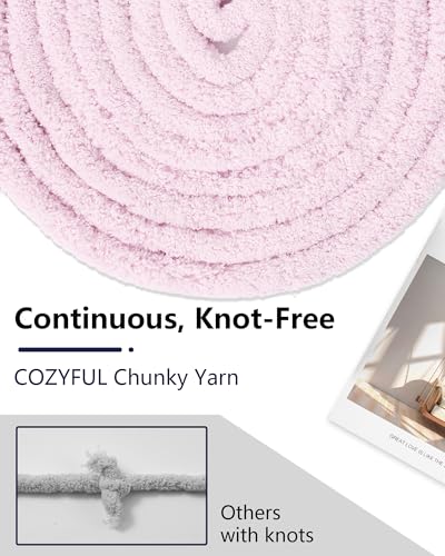 Cozyful Chunky Yarn for Hand Knitting, #9 Thick Jumbo Big Chunky Yarn for Crocheting, Super Chunky Knit Blanket Yarns, Large Chunky Chenille Yarns, 8 Pack (30 yds 8 oz Each Skein), Blush Pink - color: Blush Pink