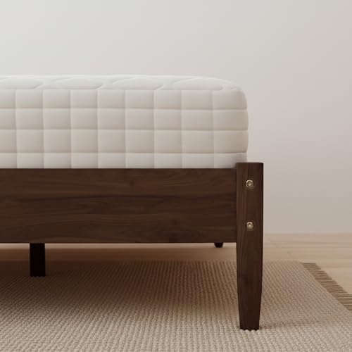 VINGLI Solid Wood Full Size Rattan Bed Frame with Headboard, Boho Platform Panel Bed,Brown - size: Full