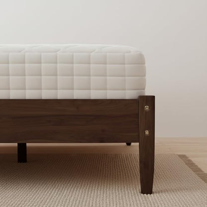 VINGLI Solid Wood Full Size Rattan Bed Frame with Headboard, Boho Platform Panel Bed,Brown - size: Full