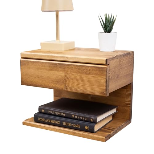 Floating Nightstand Side Accent or End Table with Storage Drawer, Wood Bedside Shelf, Handmade Floating Table (Cape Town) - color: Cape Town