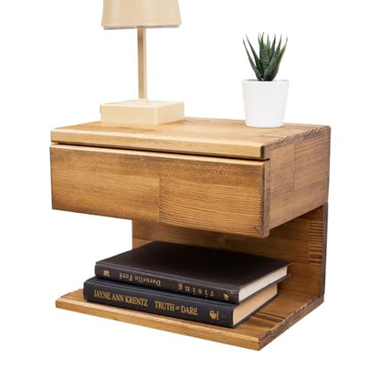 Floating Nightstand Side Accent or End Table with Storage Drawer, Wood Bedside Shelf, Handmade Floating Table (Cape Town) - color: Cape Town