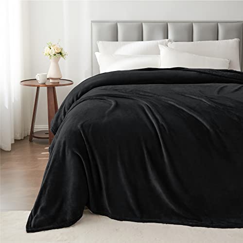BEDELITE Fleece Blanket Soft Plush Full Bed Blanket Black 84"x90" | Ultra Soft Fleece, Plush Microfiber, Lightweight Warmth, All Season Comfort, Fade Resistant, Machine Washable, Couch Sofa Bed - color: Black, size: Full(84"x90")