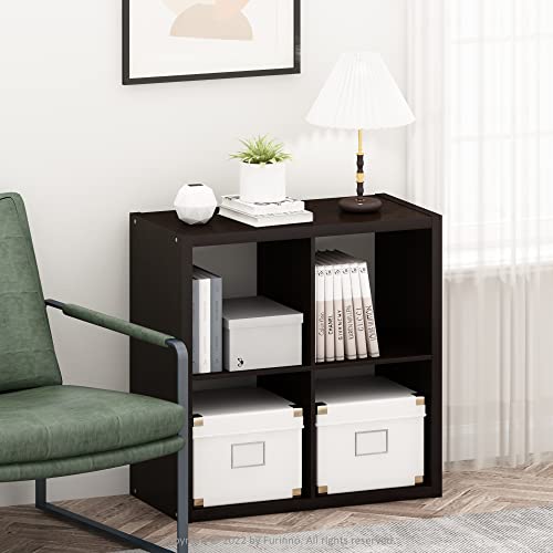Furinno CUBICLE 4-Cube Book Shelf, Extra Thick Frame Bookshelf, Dark Oak | 14.6" x 30" x 30", Reversible Bookcase with Open Back, for Living Room, Bedroom, Home Office - color: Dark Oak, size: 4-Cube