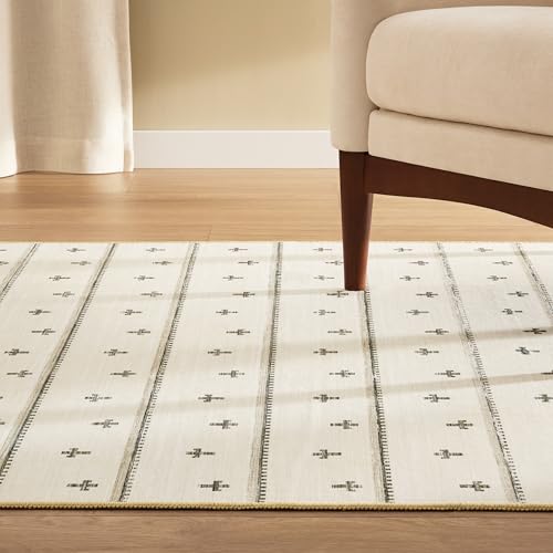Haven Scandinavian Stripe Machine Washable Area Rug with Airflo Technology for Easy Clean, Ultra-Soft Non-Slip Rug with Built-in Pad, Pet, Family & Allergy Friendly Rug, Beige/Brown, 2'6"x7' - color: Beige/Brown Scandi Stripe, size: 2'6" x 6'11" (Rectangu