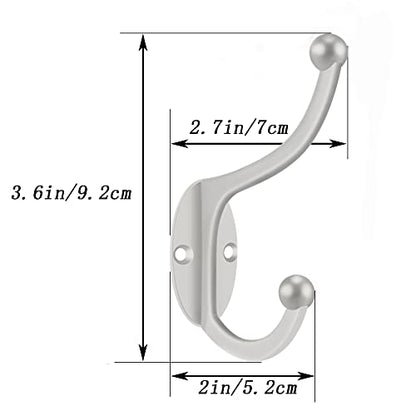 ZEYU Wall Hooks, 20Pcs Coat Hooks Hardware Towel Hooks for Hanging Coats Double No Rust Black Robe Hooks Wall Mounted with Screws for Key, Towel, Bags, Cup, Hat - color: 20Pcs Silvery