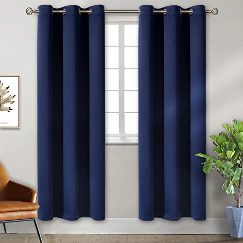 BGment Blackout Curtains for Bedroom - Grommet Thermal Insulated Room Darkening Curtains for Living Room, Set of 2 Panels (38 x 84 Inch, Navy Blue) | Grommet Top, Black Out, Room Darkening, Sunblock, Thermal Insulated, Window Drapes for Bedroom, 38x84 Inc
