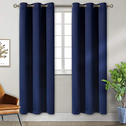BGment Blackout Curtains for Bedroom - Grommet Thermal Insulated Room Darkening Curtains for Living Room, Set of 2 Panels (38 x 84 Inch, Navy Blue) | Grommet Top, Black Out, Room Darkening, Sunblock, Thermal Insulated, Window Drapes for Bedroom, 38x84 Inc