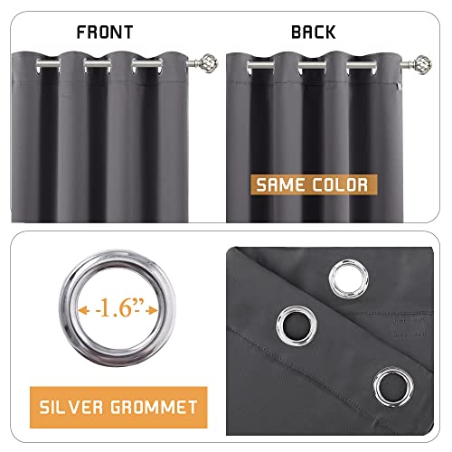 RYB HOME Soundproof Curtains 63 inches, 3 Layers 100% Blackout Curtains | Noise Reducing, Thermal Insulated, With Detachable Felt Liner, For Nursery Bedroom Kids Room, W42 x L63, Grey, 2 Panels - color: Grey, size: 42"W x 63"L (Pack of 2)