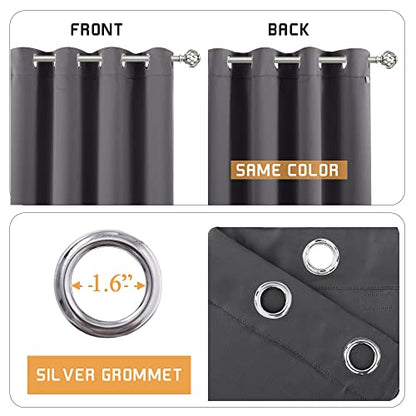 RYB HOME Thermal Insulated Soundproof Curtains, 3 Layers 100% Blackout | Noise Cancelling, Thermal Insulated, With Detachable Felt Liner, For Bedroom Theater Playroom, W42 x L84, Grey, 2 Panels - color: Grey, size: 42"W x 84"L (Pack of 2)