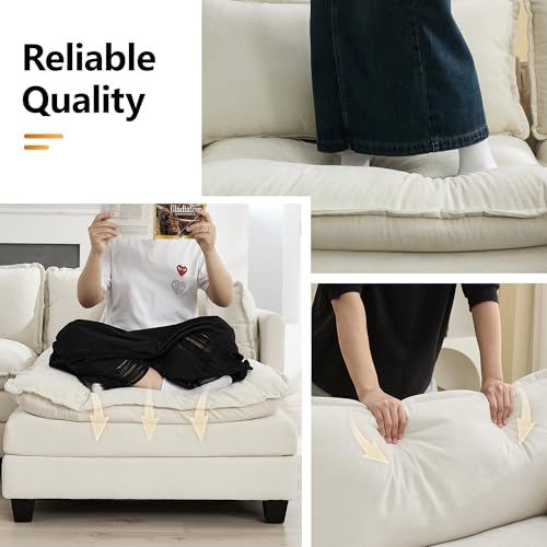 76" Cloud Loveseat Sofa, Modular Sectional Couch with Deep Seats and Double-Layer Thick Cushions, Chenille Upholstered 2-Seat Sofa for Living Room Apartment, Beige - color: Beige, size: 76'' Loveseat