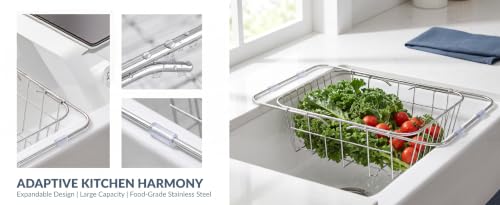 Expandable Over-the-Sink Stainless Steel Dish Rack - size: Extra Large