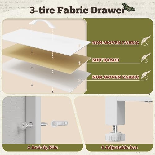 55" W Dresser for Bedroom with 9 Drawers LED, Power Outlets Fits 65" TV | TV Stand for 45, 55, 65 Inch TV Sturdy Long Chest of Drawers with Extra 2 Wooden Shelves Steel Frame PU Leather Drawer - color: White