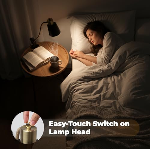 Desk lamp Eye-Caring Table Lamps, 360°Rotation Gooseneck Clip on Lamp Reading Light, Portable Reading Book Light, Clamp Light, Study Desk Lamps for Bedroom and Office Home Lighting (Black and Gold) - color: Black and Gold