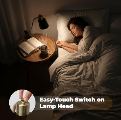 Desk lamp Eye-Caring Table Lamps, 360°Rotation Gooseneck Clip on Lamp Reading Light, Portable Reading Book Light, Clamp Light, Study Desk Lamps for Bedroom and Office Home Lighting (Black and Gold) - color: Black and Gold