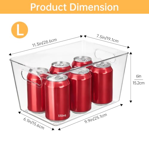 YIHONG 6 Pack Clear Storage Bins, Pantry Organizer Bins with Handle, Large | BPA-free Plastic Bins, Pantry Storage Containers for Kitchen, Freezer, Cabinet, Closet, Bathroom, Under Sink Organization - size: L(11.2"L x 7.5"W x 6"H)