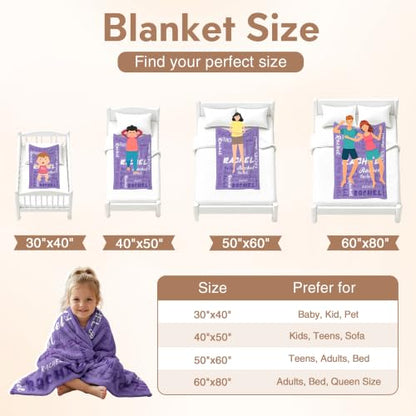 Personalized Blanket with Name, Custom Name Blanket Gifts for Kids Adults Boys Girls Teen, Soft Customized Fleece Flannel Throw for Bedroom Living Room, Birthday Christmas - color: Light Purple
