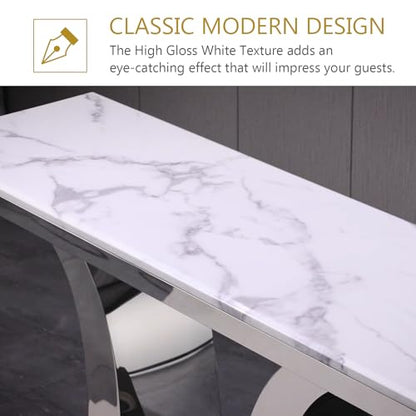 Silver Console Table, White and Silver Living Room Sofa Table, 50" Modern Console Table for Entryway, Living Room, Office, Foyer, Front Hall, Hallway - color: Silver