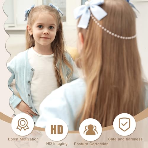 Vercraft Home Gym Mirror 40'' x 10'' Wavy Acrylic Full Length Mirror Frameless Full Body Wall Mounted Safety Unbreakable Stick on for Home Workout, Playroom, Bedroom, Gym, Bedroom
