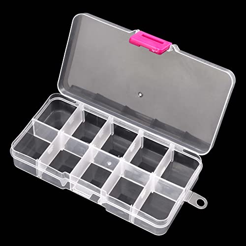 32 Pack 10 Grid Plastic Jewelry Organizer Box, 5 x 2.5 Inch Plastic Box with Removable Dividers Clear Divider Storage Boxes for Beads, Jewelry and DIY Crafts