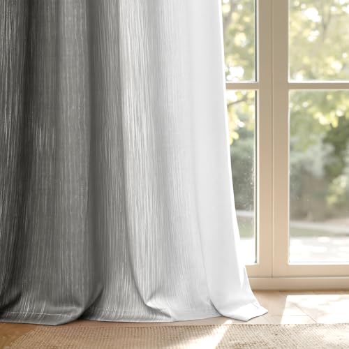 MIULEE Grey and Greyish White Ombre Blackout Curtains 52Wx54L Set of 2 | Full Room Darkening,Thermal Insulated,54 Inch Long,Grommet Drapes for Bedroom/Living Room,Modern Window Treatments - color: Grey and Greyish White, size: 52"W x 54"L (Pack of 2)