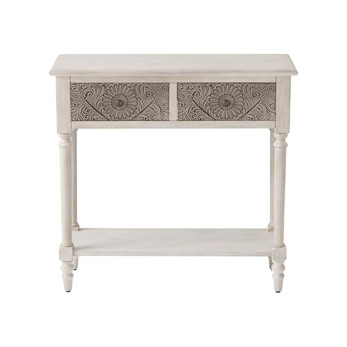 HOMPUS Console Table with 2 Drawers and 1 Shelf, Rectangular Narrow Entryway Table, Antique and Contemporary Accent Sofa Table for Living Room