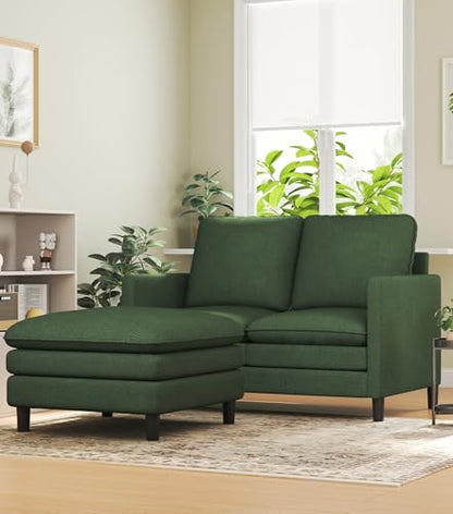 Welzona 3-Layers Cloud L Shaped Couch, 51" Teddy Sofa and Loveseat Set | Comfy Teddy Fabric, Washable Covers, Tool-Free Setup, All-wood Cloud Couches for Living Room, Bedroom, Small Spaces, Green - color: Green, size: cloud loveseat & ottoman