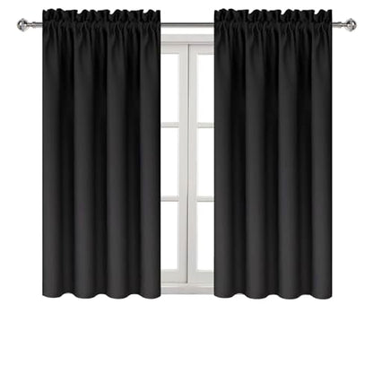 DWCN Blackout Curtains for Bedroom Living Room 38 x 54 Inch Long Black | 2 Panels Set, Room Darkening, Thermal Insulated, Light Blocking, Rod Pocket Drapes, Noise Reducing Window Treatments - color: Black, size: 38"W x 54"L (Pack of 2)