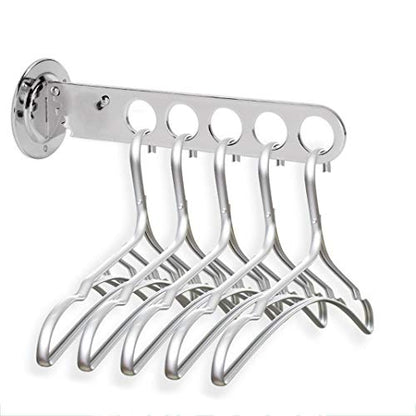 Wall Mounted Rack Laundry Room Clothes Hanger Wall Mounted Clothes Rack with Swing Arm Stainless Steel Clothes Hooks Laundry Hanger Dryer Rack Folding Hanger Retractable Clothes Rack - size: 8 Hole