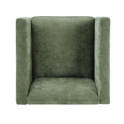 Penau Barrel Accent Chair, Chenille Upholstered Green Chair | Soft Chenille Upholstery, Enclosed Barrel Arms, Compact Lounge Seating For Living Room, Bedroom, Reading Nooks